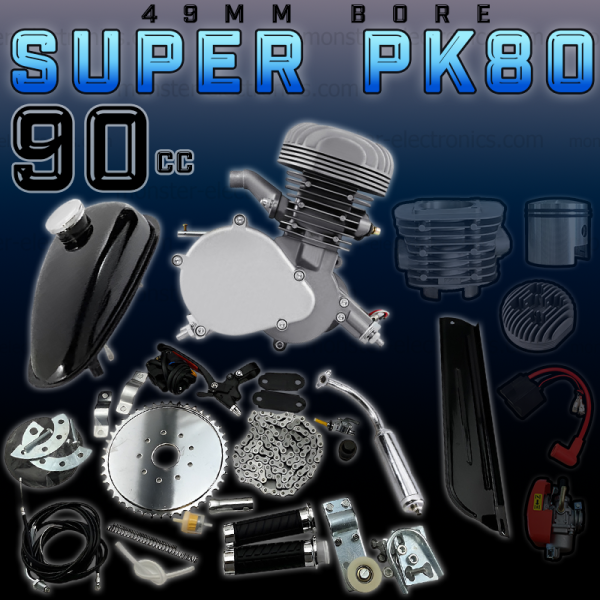 Super PK80 - Iron Sleeve Complete 49mm Bore 2 Stroke Motorized Bicycle Engine Kit 80cc