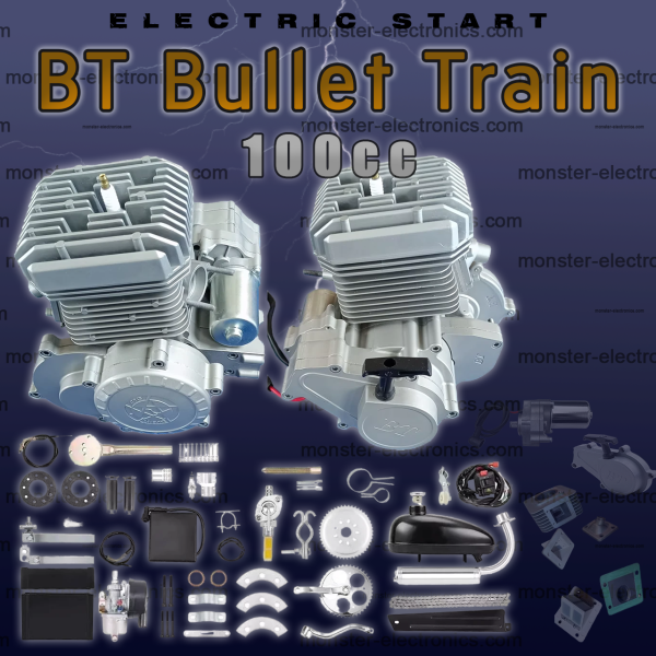BT100 V2 - Complete Electric Start 50mm Bore 2 Stroke Motorized Bicycle Engine Kit 100cc