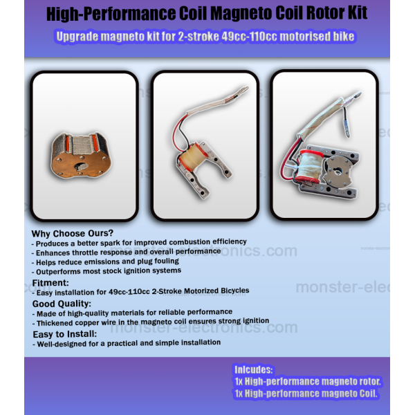 High-Performance Ignition Coil Magneto Coil Rotor for 49cc-110cc motorised bike