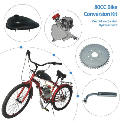 Complete 47mm Bore 2 Stroke Motorized Bicycle Electric Start Engine Kit 80cc