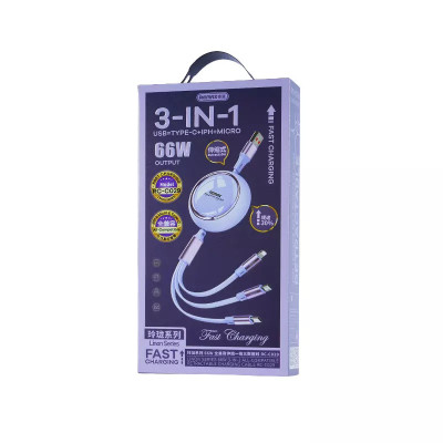 REMAX Linon Series 66W 3-in-1 All-Compatible Retractable Charging Cable RC-C029