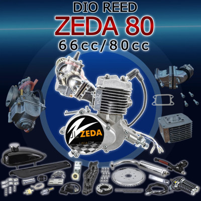 Zeda80 DIO Reed - Complete 47mm Bore 2 Stroke Motorized Bicycle Engine Kit 80cc