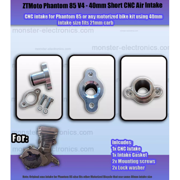 ZTMoto Phantom 85 V4 - 40mm Short CNC Air Intake