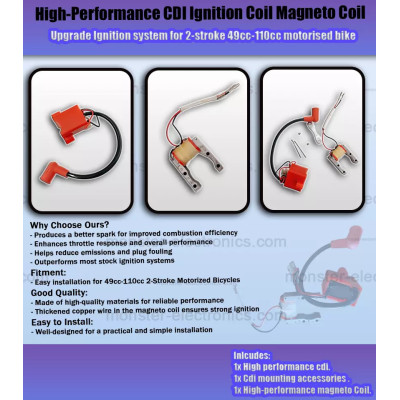 High-Performance CDI lgnition Coil Magneto Coil for 49cc-110cc motorised bike