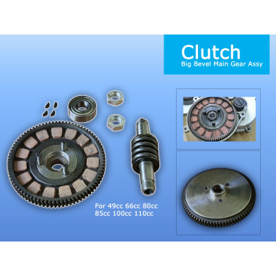 Clutch Big Bevel Main Gear Assembly 49cc 66cc 80cc Bicycle Motorized Gas Engine