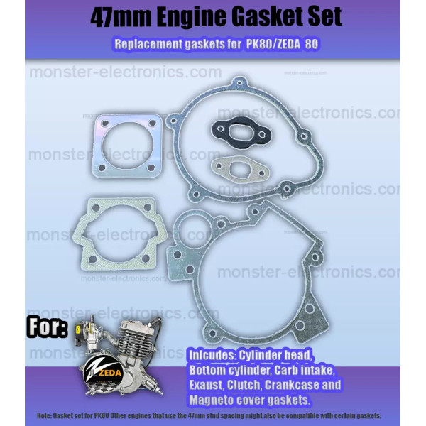 47mm Engine Gasket Kit Oil Seal 66cc 70cc 80cc 2 Stroke Motorised Motorized Bike