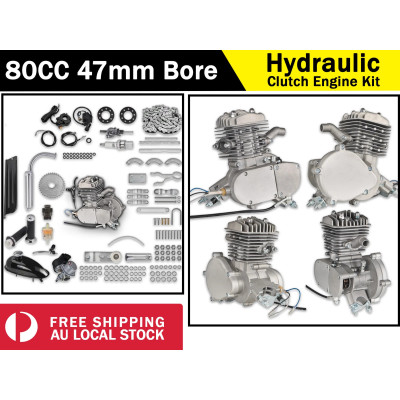 Complete 47mm Bore 2 Stroke Motorized Bicycle Hydraulic Clutch Engine Kit 80cc