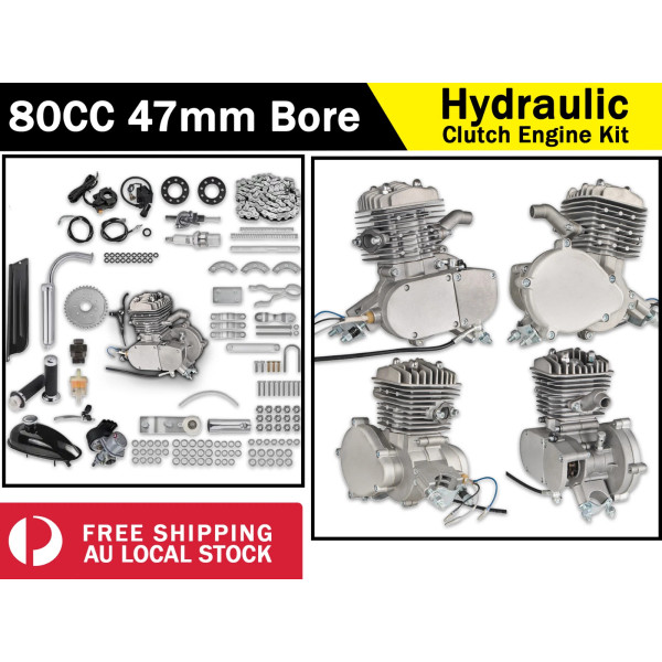 Complete 47mm Bore 2 Stroke Motorized Bicycle Hydraulic Clutch Engine Kit 80cc