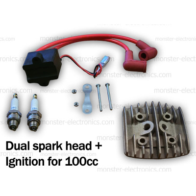 Dual Spark Head CDI Ignition Coil 100cc LD 2 Stroke Motorised Motorized Bike
