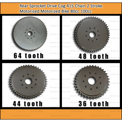 Rear Sprocket Drive Cog 415 Chain 2 Stroke Motorised Motorized Bike 80cc 100cc