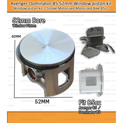 Avenger 85 52mm Window piston kit 2 Stroke Upgrade Motorised Motorized Bike 85cc