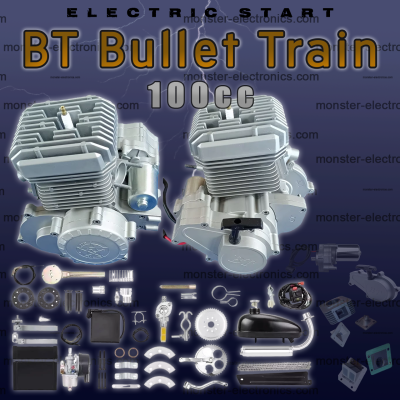 BT100 V2 - Complete Electric Start 50mm Bore 2 Stroke Motorized Bicycle Engine Kit 100cc