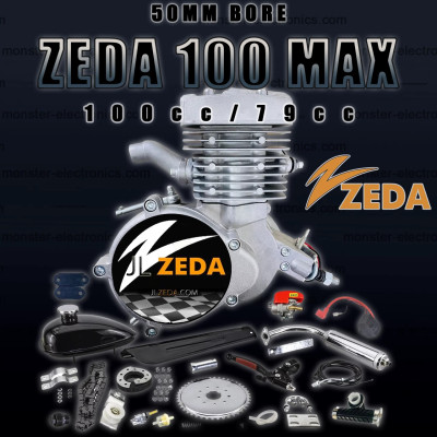 Zeda100 Max - Complete 50mm Bore 2 Stroke Motorized Bicycle Engine Kit 100cc