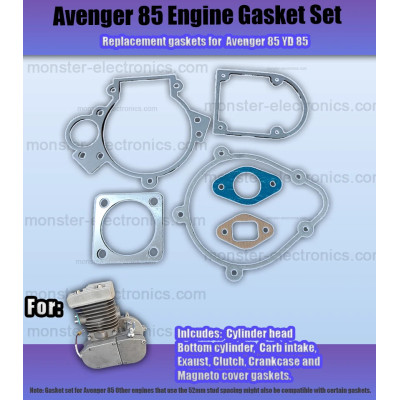 Avenger85 YD85 Engine Gasket Kit Oil Seal 85cc 2 Stroke Motorised Motorized Bike